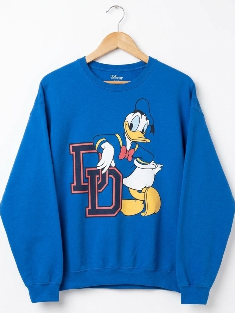 Disney Donald Duck College DD crewneck Sweatshirt 90s academia streetwear L